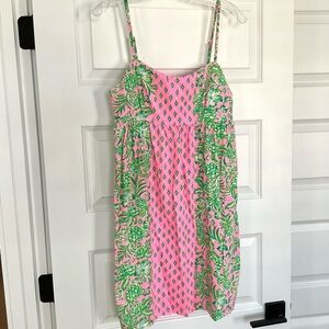 Lilly Pulitzer Pink and Green Cotton Knit Sundress, Medium
